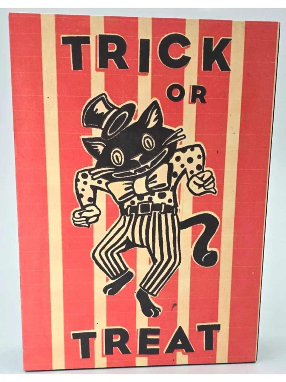 OOAK Set of 3 Retro Halloween Wood Wall Signs Candy Advertising Ghost Cat Witch